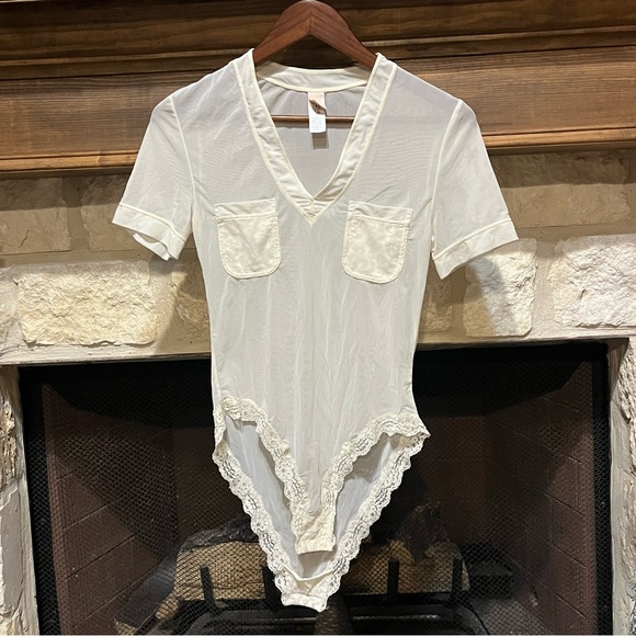 We Are Hah Sheer See Through Short Sleeve BodySuit - Picture 3 of 11